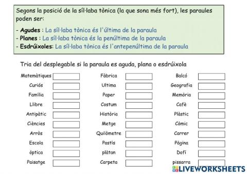 Paraules agudes, planes i esdrñuixoles