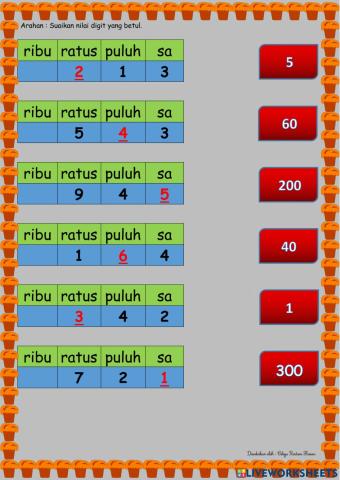 Nombor Bulat Hingga 1000