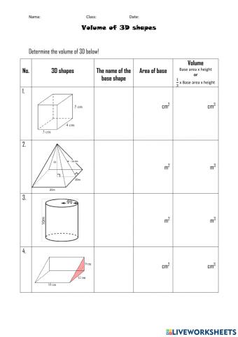 Base Area & Volume