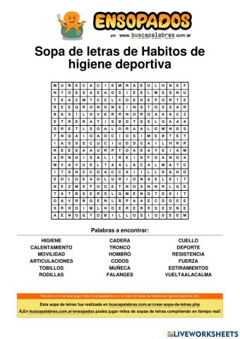 Sopa de letras Calentamiento