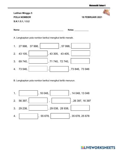 Matematik Tahun 4 Pola Nombor