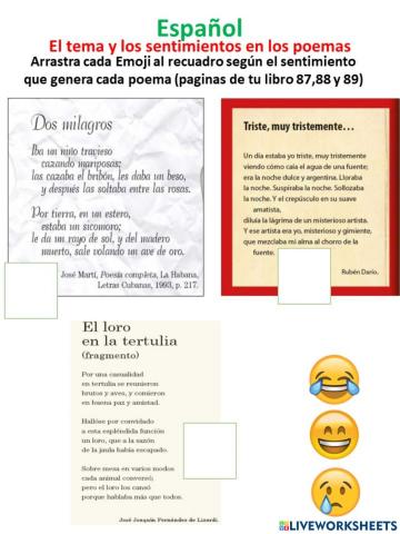 Sentimientos en los poemas