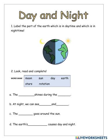 Day and Night Worksheet