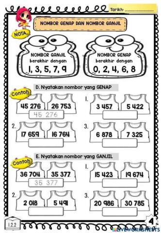 Nombor Ganjil dan Nombor Genap Tahun 4