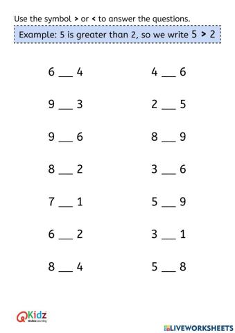 Comparing Numbers - More than or Less than