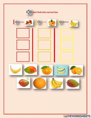 Sort  fruit - mango. orange and banana - 1.03 -DC