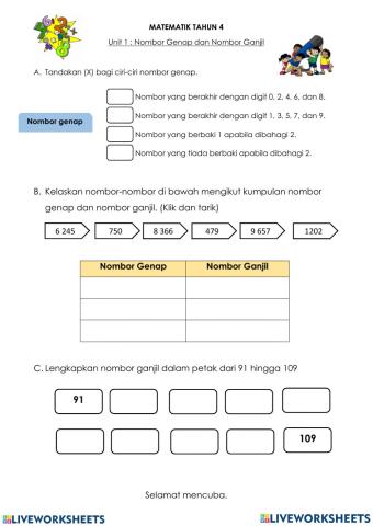 Nombor Genap dan Nombor Ganjil Matematik Tahun 4