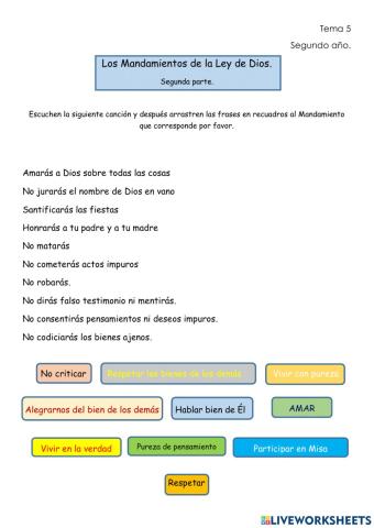 Los Mandamientos de la Ley de Dios