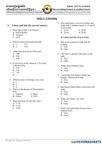 Listening Quiz I(quarter 2)