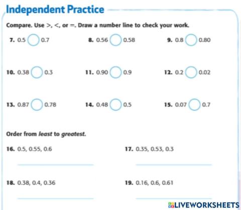 Compare and Order Decimals