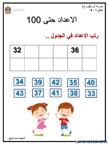 الاعداد حتى 100