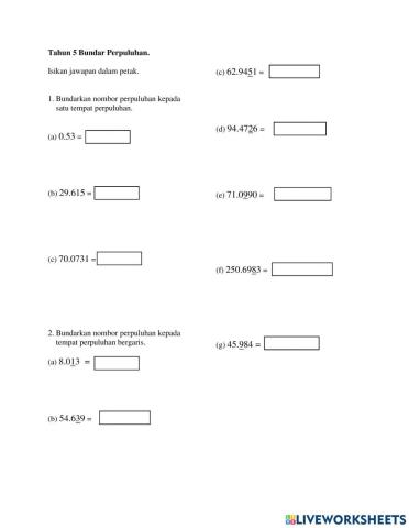 Matematik Tahun 5 : Bundar Perpuluhan