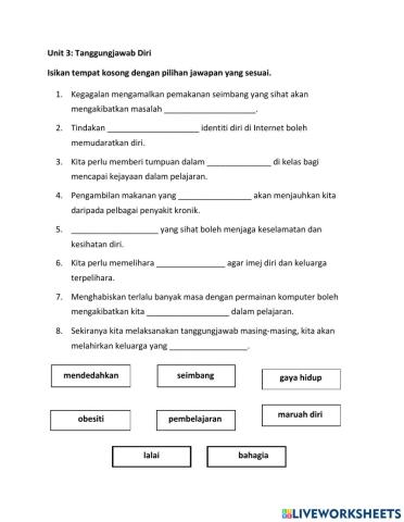 Unit 3: Tanggungjawb Diri