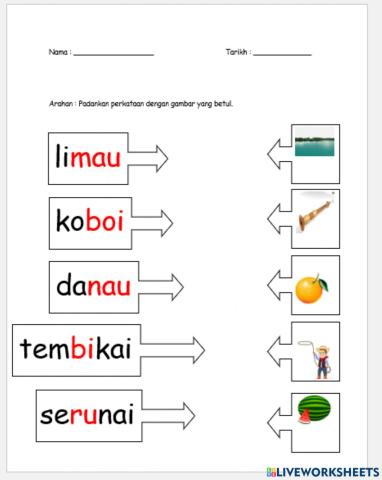 Padankan perkataan dengan gambar