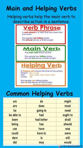 Main and Helping Verbs Notes