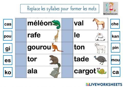 Syllabes manquantes 1