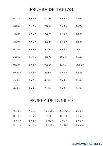 Tablas de multiplicar