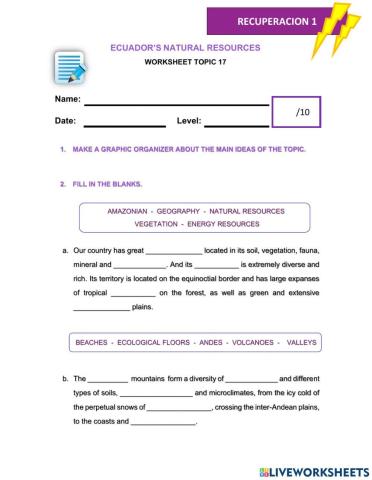 Topic 17: Ecuador's Natural Resources