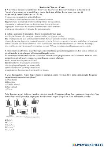 Revisão de Ciências 9º ano