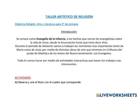 Taller artístico de religión