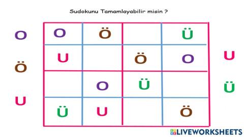 Sesli Harfler Sudoku 2