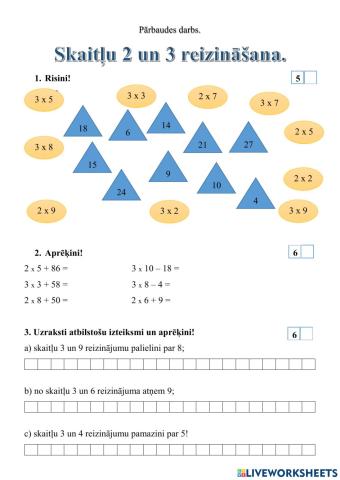 Skatitļu 2 un 3 reizināšana