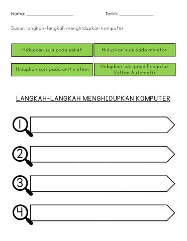 Lembaran TMK: Langkah menghidupkan komputer