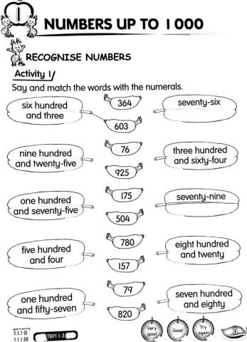 Match numbers and words