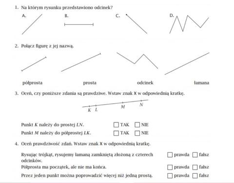 Kartkówka-proste, półproste, odcinki