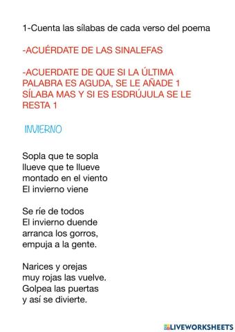 Contar sílabas de un verso de poema