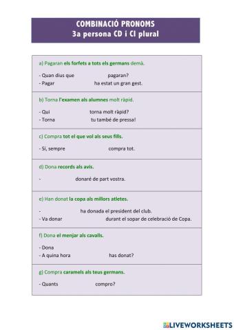 Combinació pronomsCD CI plural