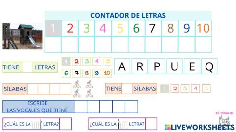 Contador de letras: PARQUE