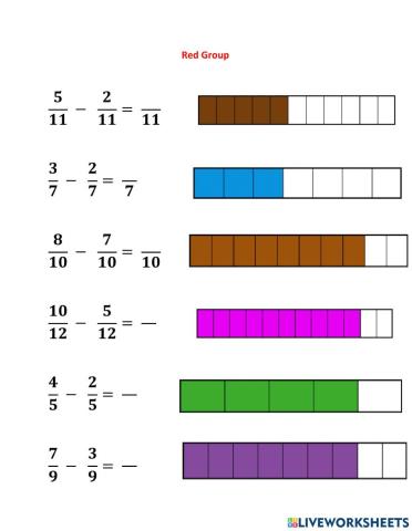 Subtract like fractions