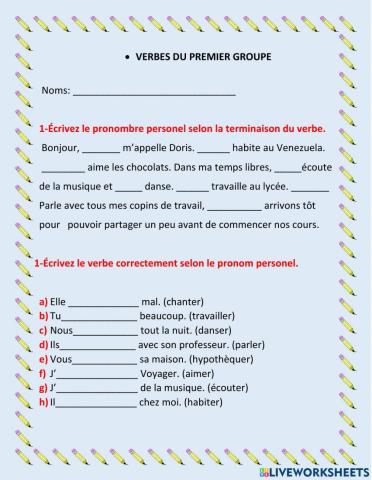 Verbes du premier groupe