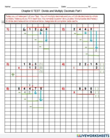 Multiply and Divide Decimals by Whole Numbers