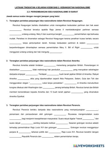 Sejarah Tingkatan 4: Bab 2 Kebangkitan Nasionalisme