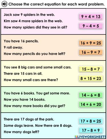 Word Problems within 20