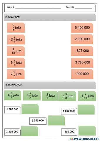 Penukaran pecahan juta