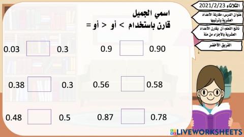 مقارنة الأعداد العشرية وترتيبها