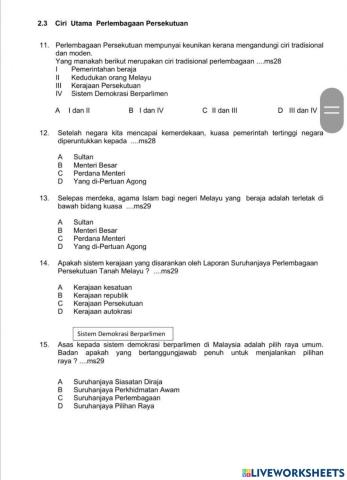 2.3 Ciri Utama Perlembagaan Persekutuan