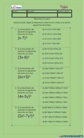Binomio al cubo