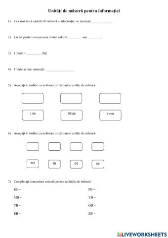 Unitati de masura pentru informatie