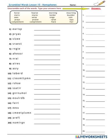 Lesson 15 - Homophones