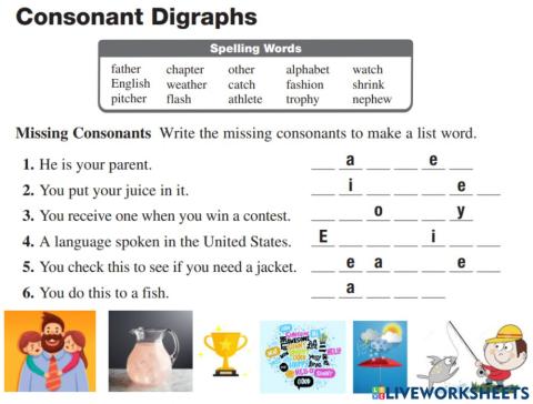 Consonant Digraphs -sh-, -th-, -ph-, -ch-, -ng-