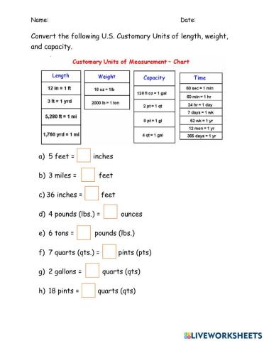 U. S. Customary Unit Conversion