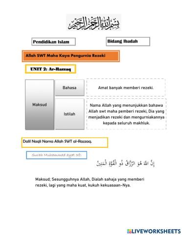 Allah Maha Kaya Pengurnia Rezeki