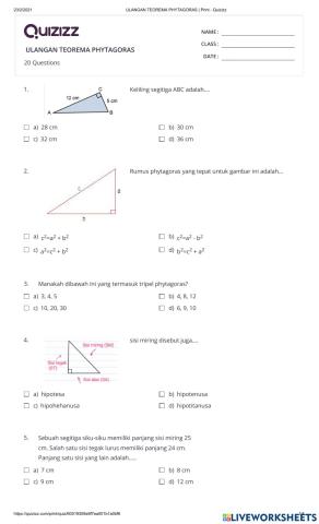 Ulangan Teorema Phytagoras