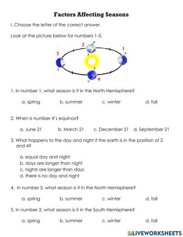 Seasons Factors QUIZ