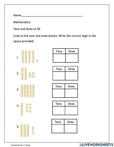 Tens and Ones to 50