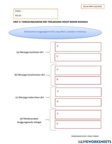 Tanggungjawab Diri Terlaksana Hidup Makin Bahagia